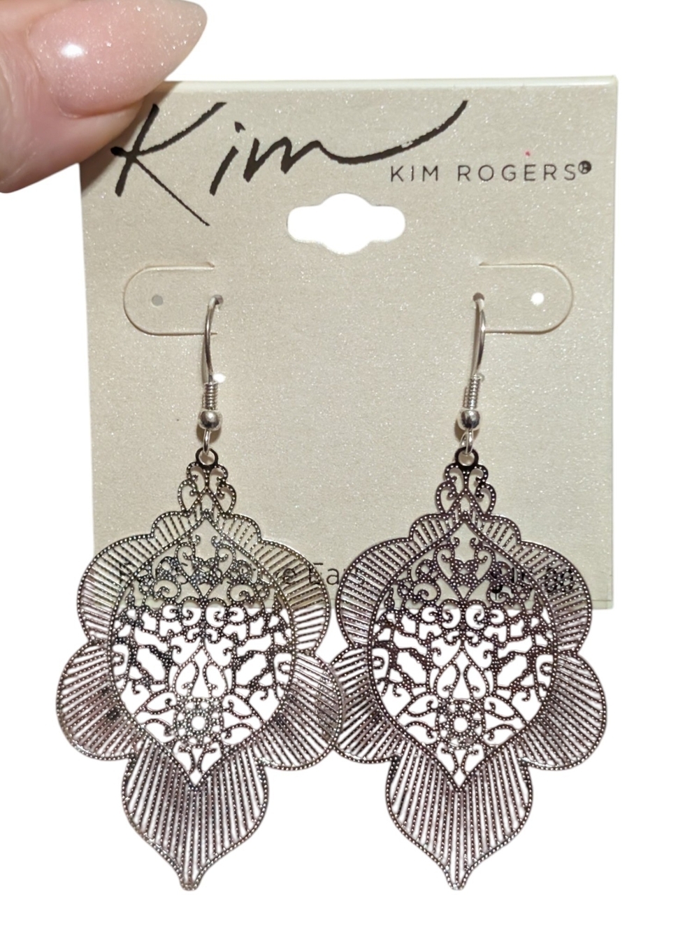 Kim Rogers Silver Filigree Dangle Earrings